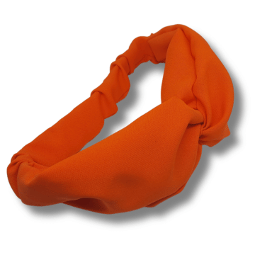 Bandeaux pour cheveux orange fluo made in France vue de profil