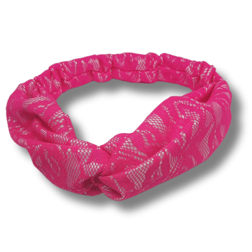 Bandeau pour cheveux couleur rose fluo made in France vue de dessus