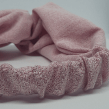 Bandeau pour cheveux couleur rose poudré made in France détails élastique