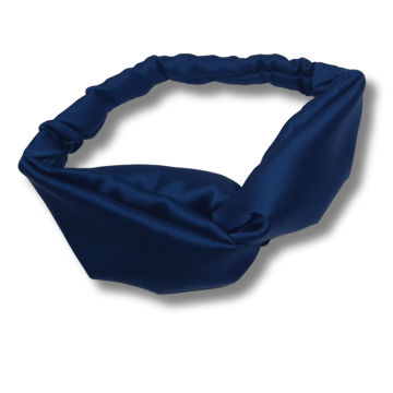 Bandeau pour cheveux bleu marine en satin, made in France