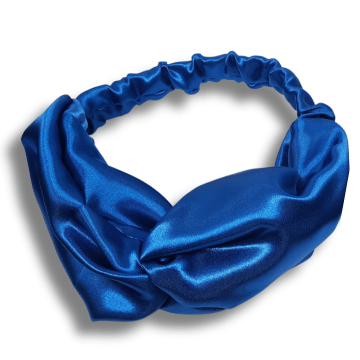 Bandeau pour cheveux en satin de couleur bleu roi, made in France