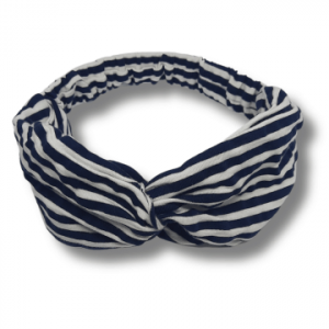 Bandeau cheveux marinière made in France en jersey bleu marine et blanc
